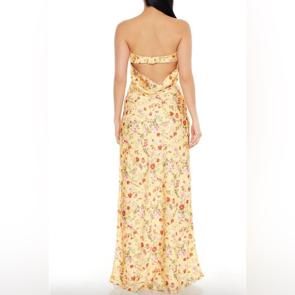 Forever 21 yellow floral skirt crop top two-piece set - Picture 4 of 4